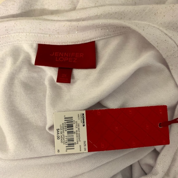 NWT Jennifer Lopez White Glitter Cut Out Arm Top - Picture 7 of 8